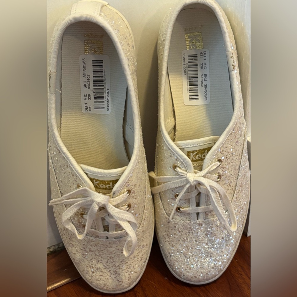 Keds Glitter Lace-Up Sneakers - White - Picture 3 of 4